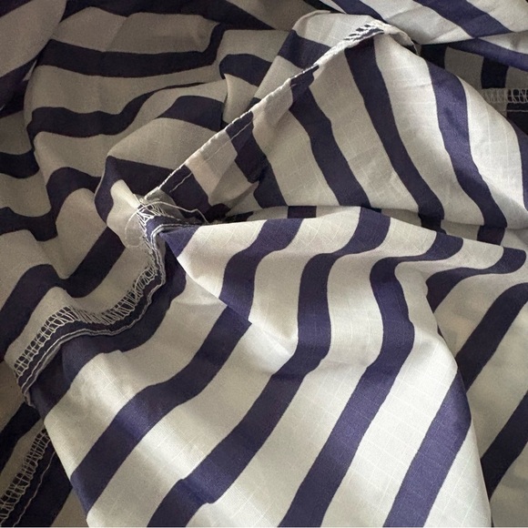 BIG BAGGU Blue White Striped Reusable Foldable Tote Bag Small Zipper Pouch - Picture 11 of 15